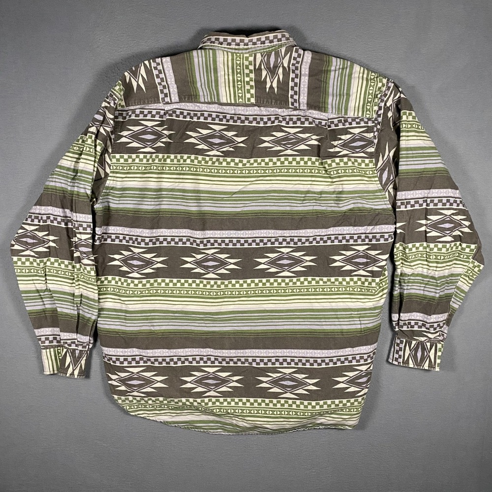 Sostanza Mens‎ XL Southwestern Geometric Aztec Print Cotton Button Down Shirt - Picture 3 of 6